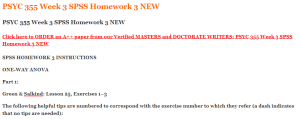 PSYC 355 Week 3 SPSS Homework 3 NEW