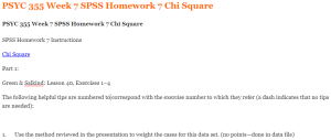 PSYC 355 Week 7 SPSS Homework 7 Chi Square