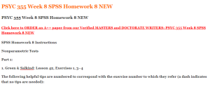 PSYC 355 Week 8 SPSS Homework 8 NEW