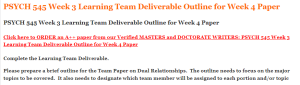 PSYCH 545 Week 3 Learning Team Deliverable Outline for Week 4 Paper