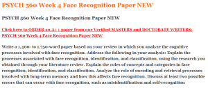 PSYCH 560 Week 4 Face Recognition Paper NEW