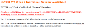 PSYCH 575 Week 2 Individual  Neuron Worksheet