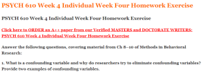 PSYCH 610 Week 4 Individual Week Four Homework Exercise