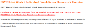 PSYCH 610 Week 7 Individual  Week Seven Homework Exercise