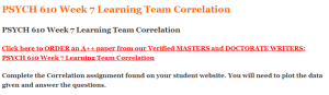 PSYCH 610 Week 7 Learning Team Correlation