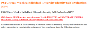 PSYCH 620 Week 5 Individual  Diversity Identity Self-Evaluation NEW