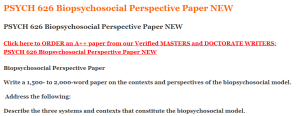 PSYCH 626 Biopsychosocial Perspective Paper NEW