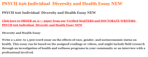 PSYCH 626 Individual  Diversity and Health Essay NEW