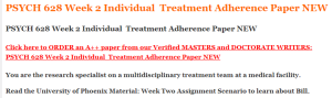 PSYCH 628 Week 2 Individual  Treatment Adherence Paper NEW