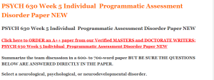 PSYCH 630 Week 5 Individual  Programmatic Assessment Disorder Paper NEW