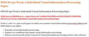 PSYCH 640 Week 2 Individual Visual Information Processing Paper