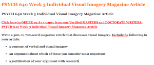 PSYCH 640 Week 3 Individual Visual Imagery Magazine Article