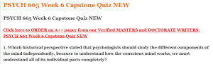 PSYCH 665 Week 6 Capstone Quiz NEW