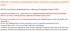 PSYCH 705 Week 5 Individual Data Collection Techniques Matrix NEW