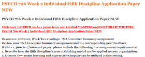 PSYCH 706 Week 2 Individual Fifth Discipline Application Paper NEW