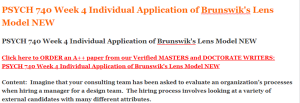 PSYCH 740 Week 4 Individual Application of Brunswik's Lens Model NEW