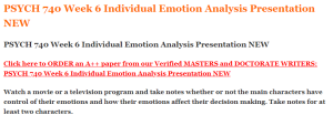 PSYCH 740 Week 6 Individual Emotion Analysis Presentation NEW