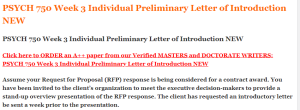 PSYCH 750 Week 3 Individual Preliminary Letter of Introduction NEW