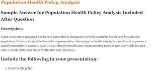 Population Health Policy Analysis