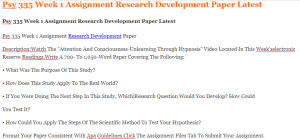 Psy 335 Week 1 Assignment Research Development Paper Latest