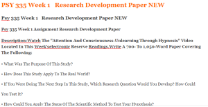 Psy 335 Week 1   Research Development Paper NEW