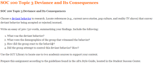 SOC 100 Topic 3 Deviance and Its Consequences