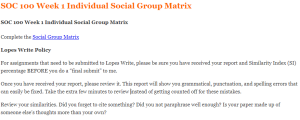 SOC 100 Week 1 Individual Social Group Matrix