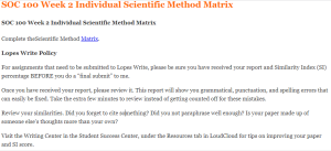 SOC 100 Week 2 Individual Scientific Method Matrix