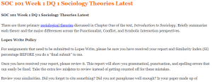 SOC 101 Week 1 DQ 1 Sociology Theories Latest