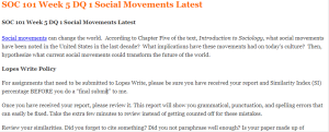 SOC 101 Week 5 DQ 1 Social Movements Latest