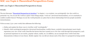 SOC 102 Topic 6 Theoretical Perspectives Essay