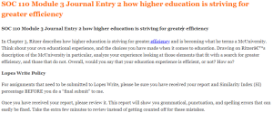 SOC 110 Module 3 Journal Entry 2 how higher education is striving for greater efficiency