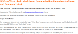 SOC 110 Week 1 Individual Group Communication Competencies Survey and Summary Latest