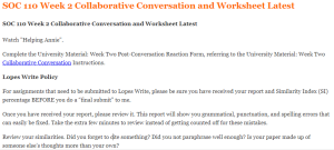 SOC 110 Week 2 Collaborative Conversation and Worksheet Latest