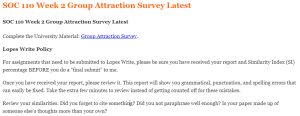 SOC 110 Week 2 Group Attraction Survey Latest