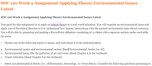 SOC 120 Week 2 Assignment Applying Theory Environmental Issues Latest