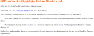 SOC 120 Week 2 CheckPoint Culture Shock Latest