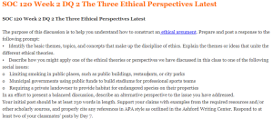 SOC 120 Week 2 DQ 2 The Three Ethical Perspectives Latest