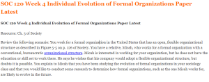 SOC 120 Week 4 Individual Evolution of Formal Organizations Paper Latest