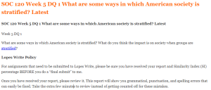 SOC 120 Week 5 DQ 1 What are some ways in which American society is stratified