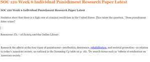 SOC 120 Week 6 Individual Punishment Research Paper Latest