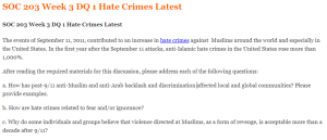 SOC 203 Week 3 DQ 1 Hate Crimes Latest