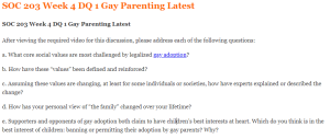 SOC 203 Week 4 DQ 1 Gay Parenting Latest