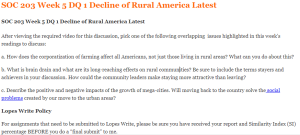 SOC 203 Week 5 DQ 1 Decline of Rural America Latest