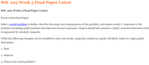 SOC 203 Week 5 Final Paper Latest