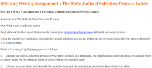 SOC 205 Week 5 Assignment 1 The State Judicial Selection Process Latest