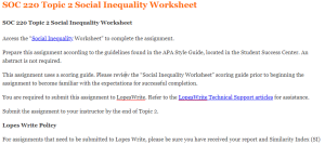 SOC 220 Topic 2 Social Inequality Worksheet