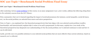 SOC 220 Topic 7 Benchmark Social Problem Final Essay