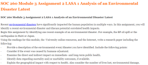 SOC 260 Module 3 Assignment 2 LASA 1 Analysis of an Environmental Disaster Latest