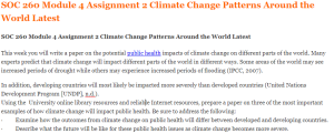 SOC 260 Module 4 Assignment 2 Climate Change Patterns Around the World Latest